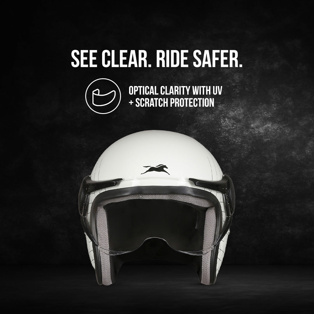 TVS Cruisetown Open Face Helmet – Stylish & Safe Helmet for Riders | ISI & DOT Certified | Premium Protection for Men & Women | Comfortable, Durable & Lightweight Design with Visor